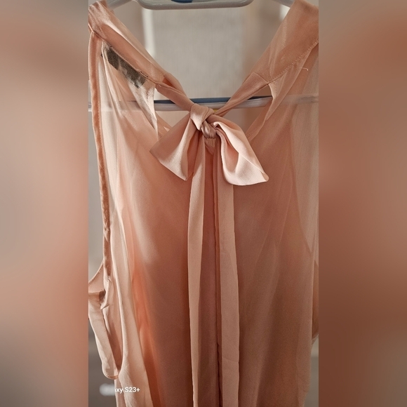 Fluttery Pink Chiffon Sleeveless Top Blouse - Picture 3 of 5